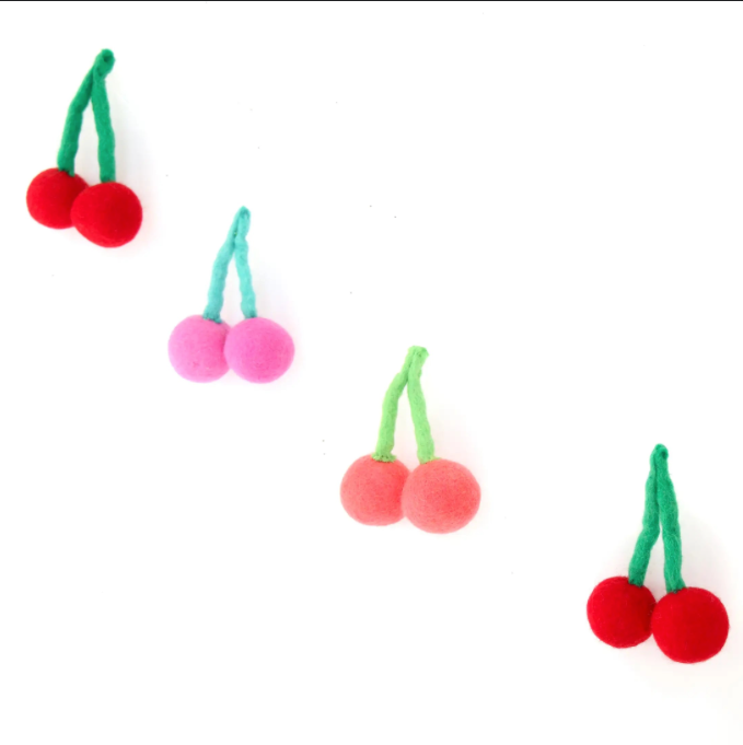 Felt ball cherries felt garland