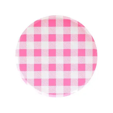 Neon Rose Gingham Plates