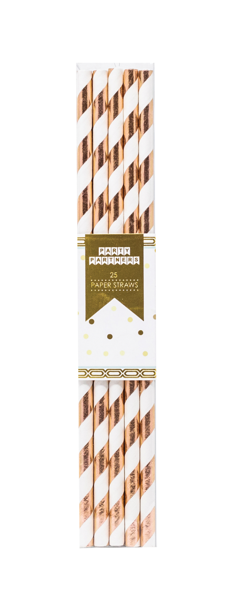Rose Gold Striped Paper Straws