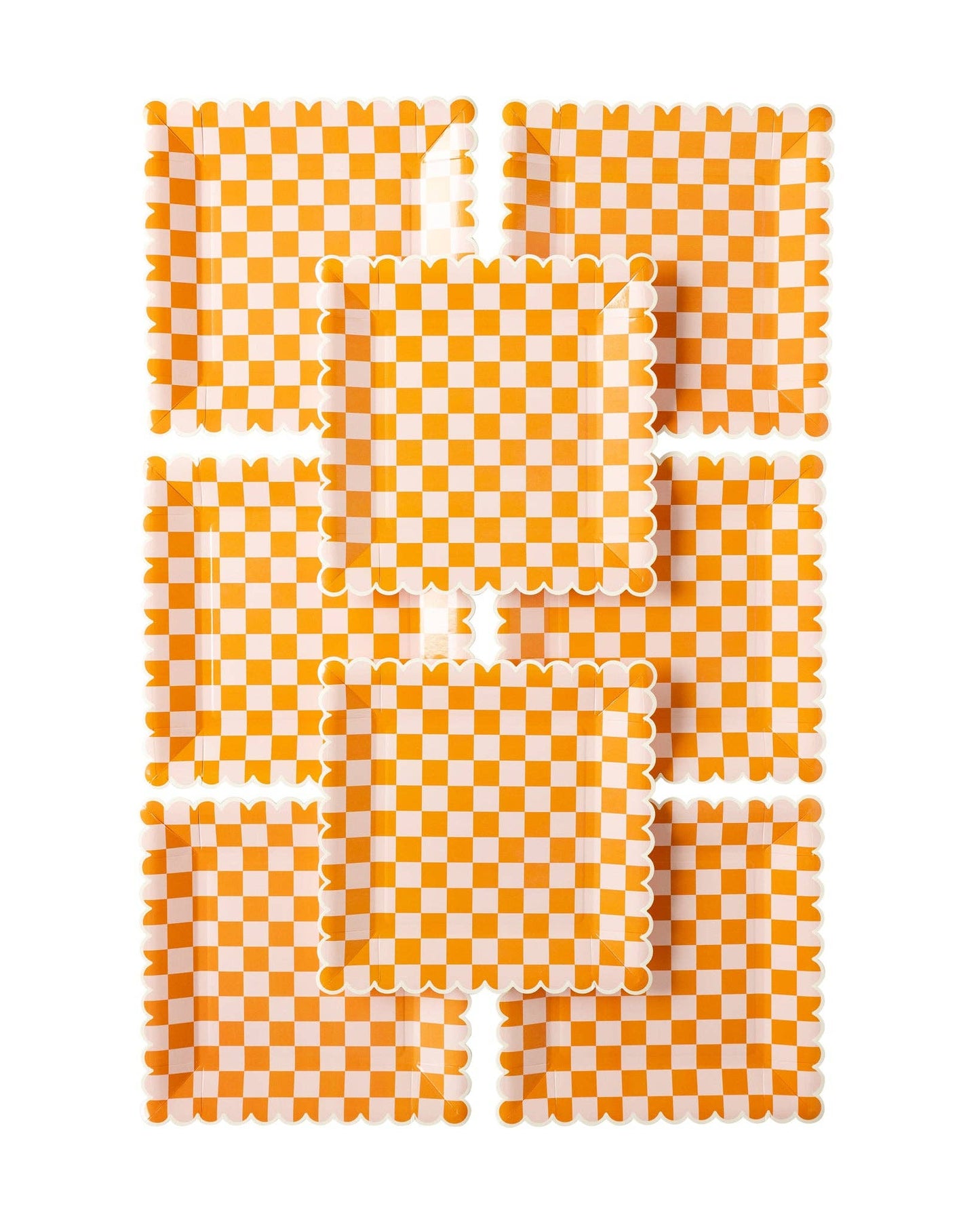 Checkered Paper Plate (Orange)