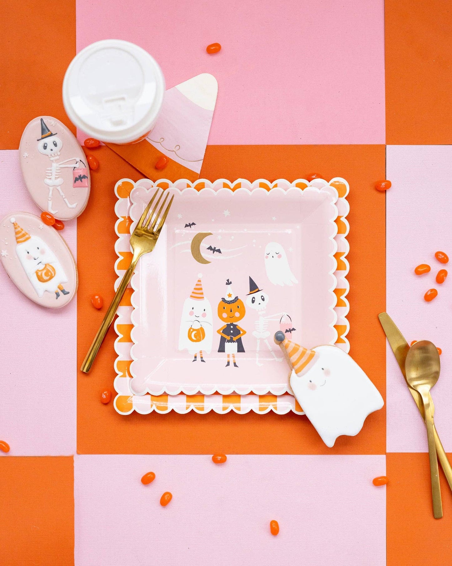 Checkered Paper Plate (Orange)