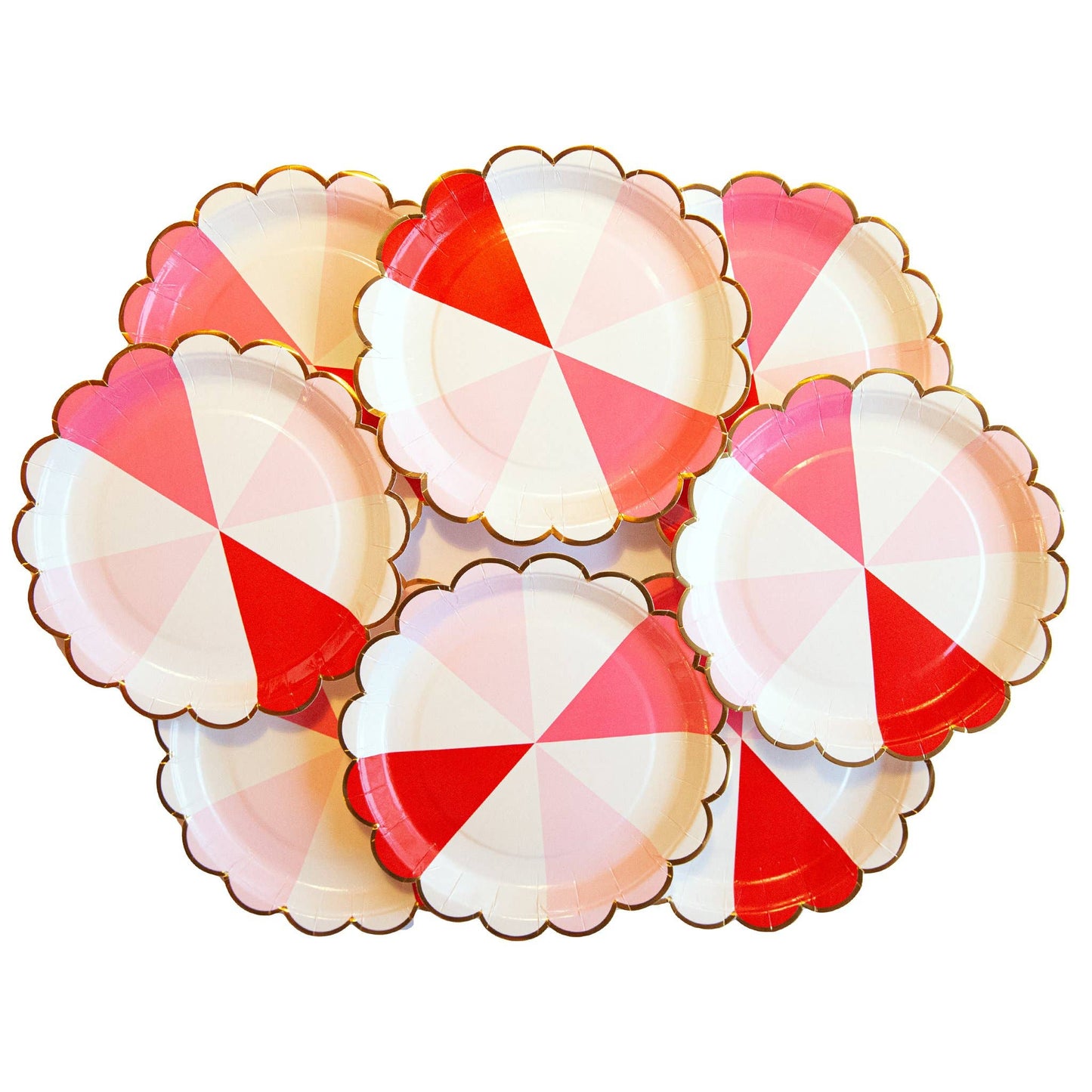 Pink and Red Round Color Block 9" Plates