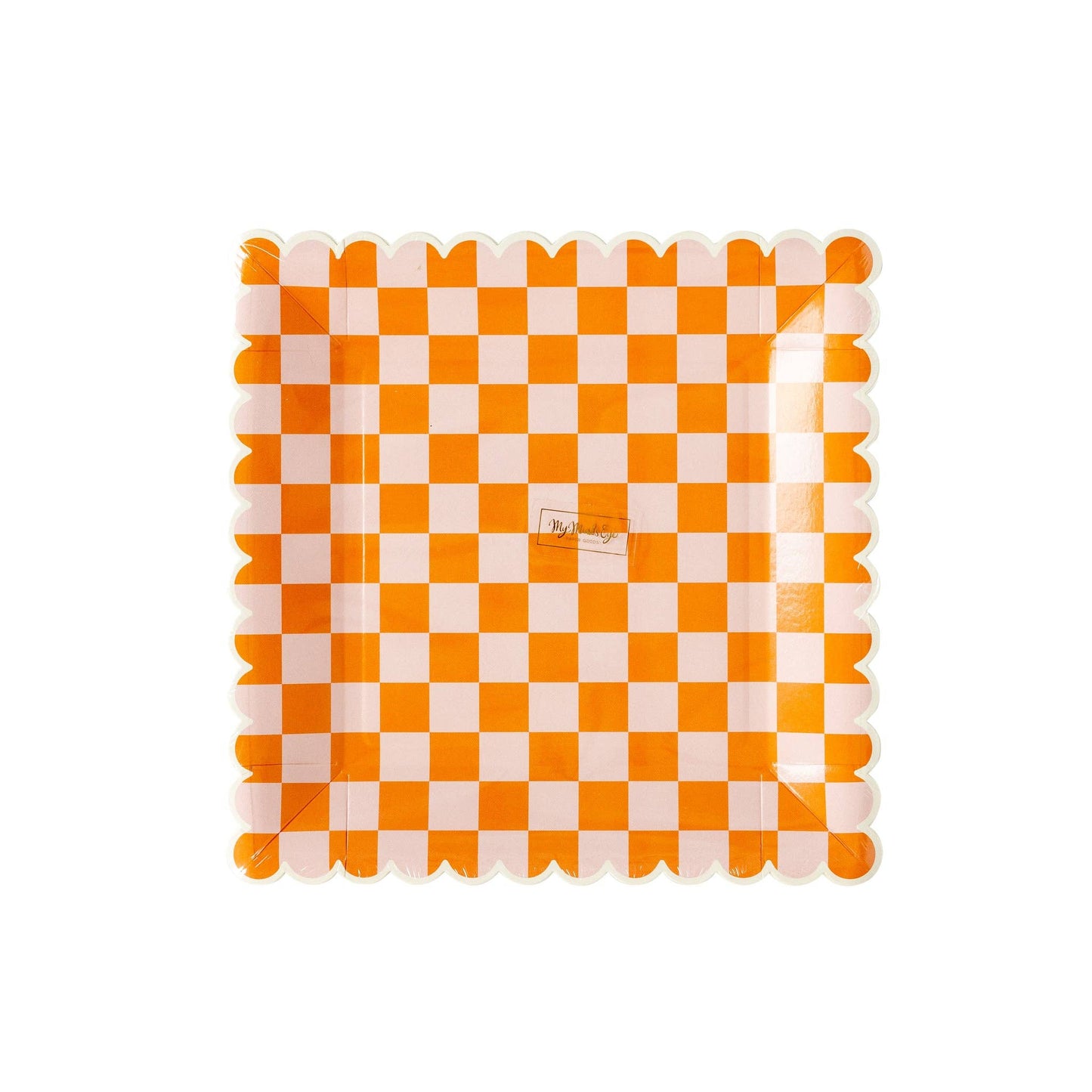 Checkered Paper Plate (Orange)