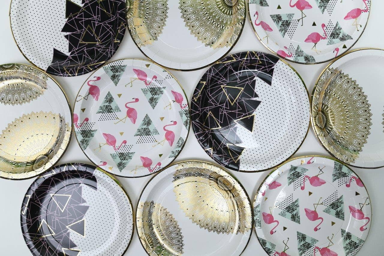 Dots and Triangles Dessert Plates