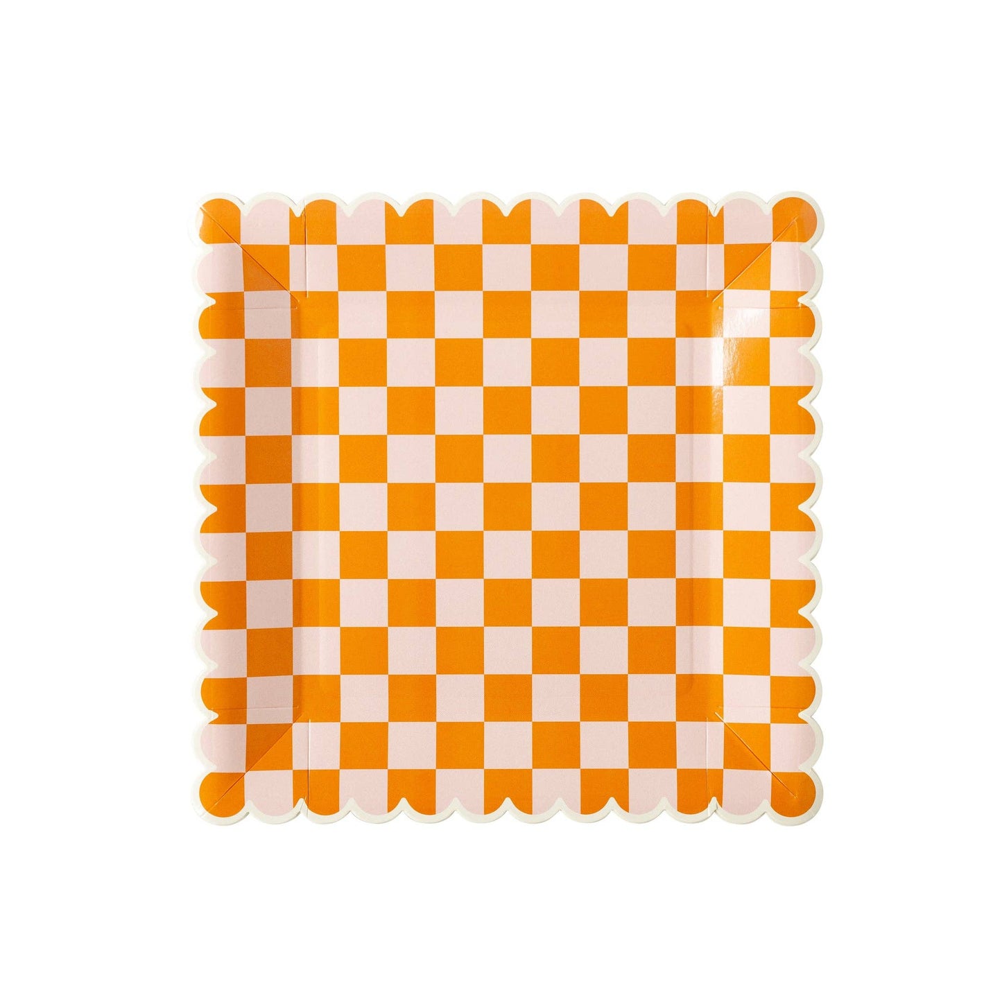 Checkered Paper Plate (Orange)