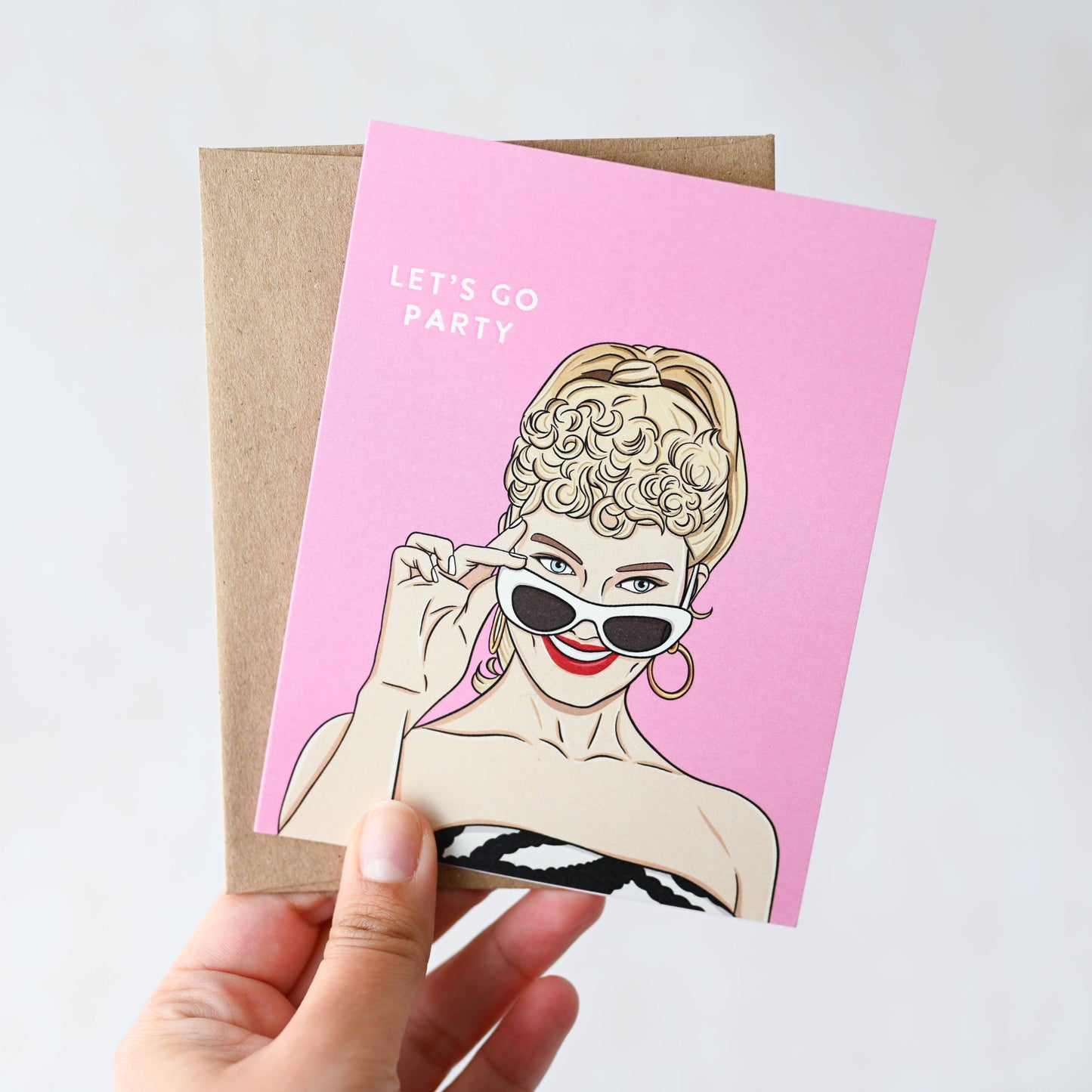 Retro Doll Let's Go Party - Birthday Card