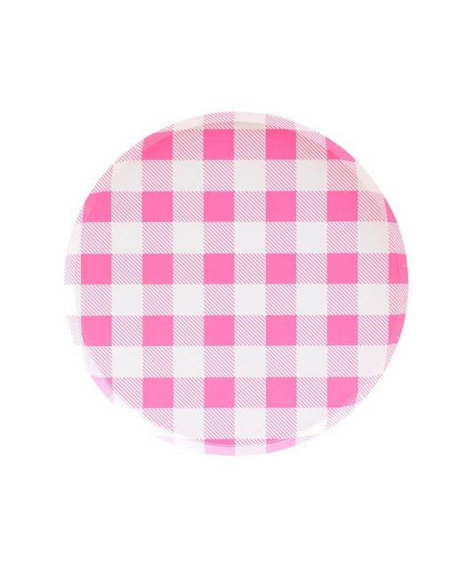 Large Pattern Plates: Neon Rose Gingham