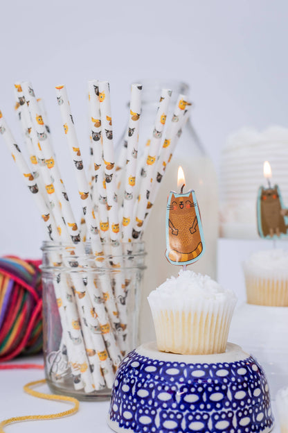 Cute Kitten Paper Straws