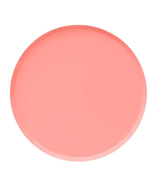 Large Low Rim Plates: Neon Coral