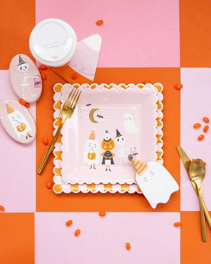 Checkered Paper Plate (Orange)