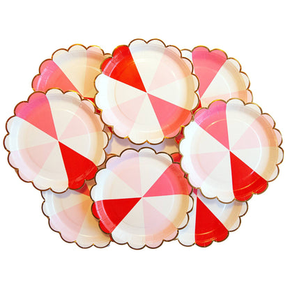 Pink and Red Round Color Block 9" Plates