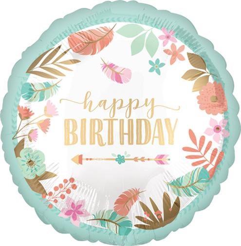 Boho Floral Happy Balloon (18")