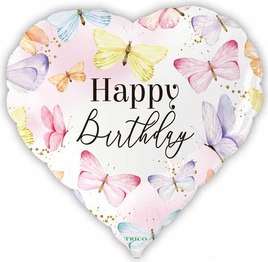 Happy Birthday Butterfly Heart (18")